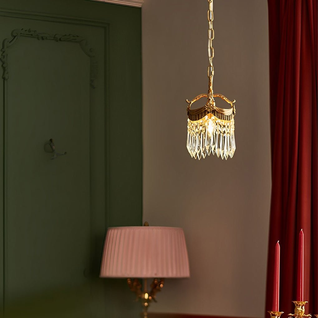 Retro Crystal Pendant Lights with Tassels - 3 Step Dimming, French Style Decor