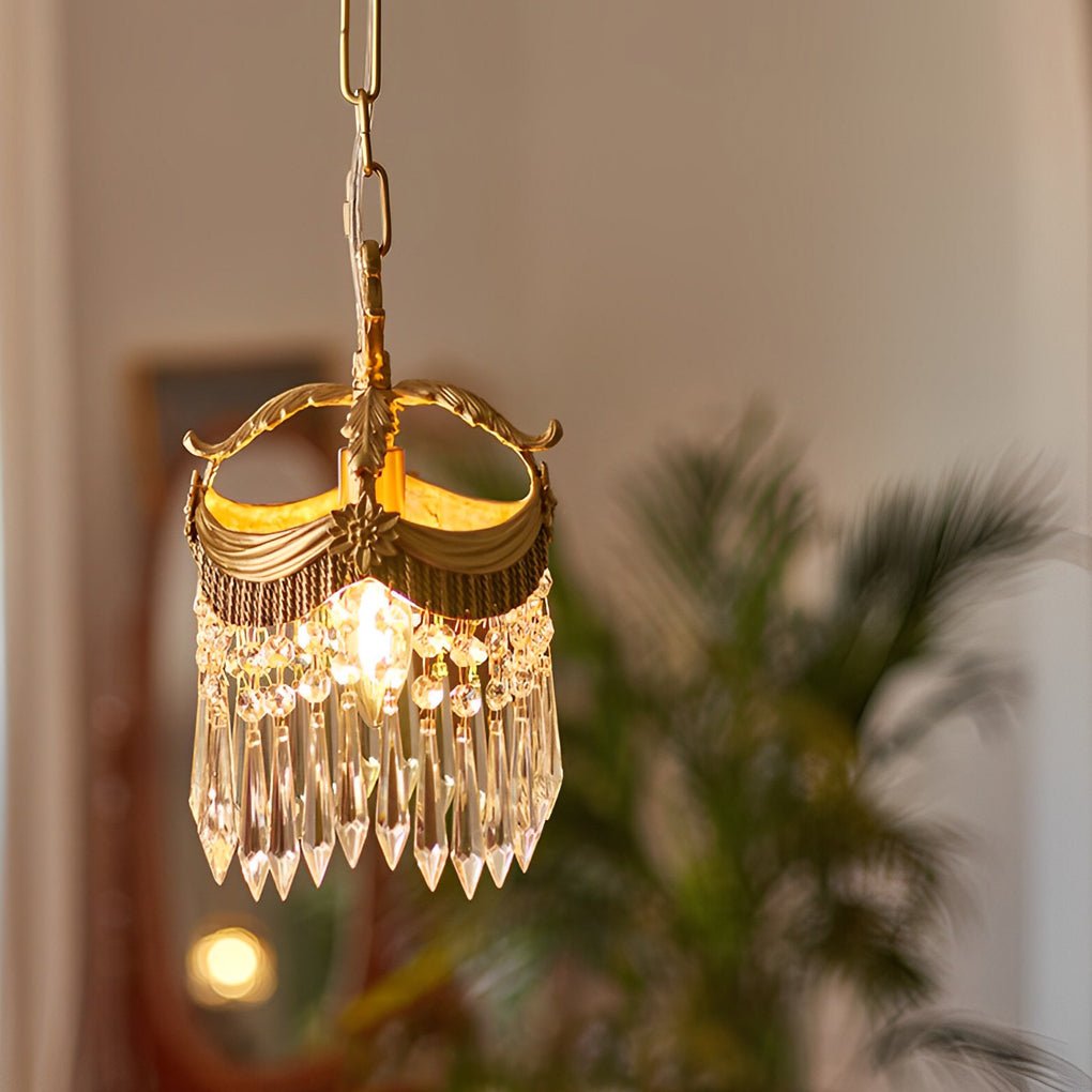 Retro Crystal Pendant Lights with Tassels - 3 Step Dimming, French Style Decor