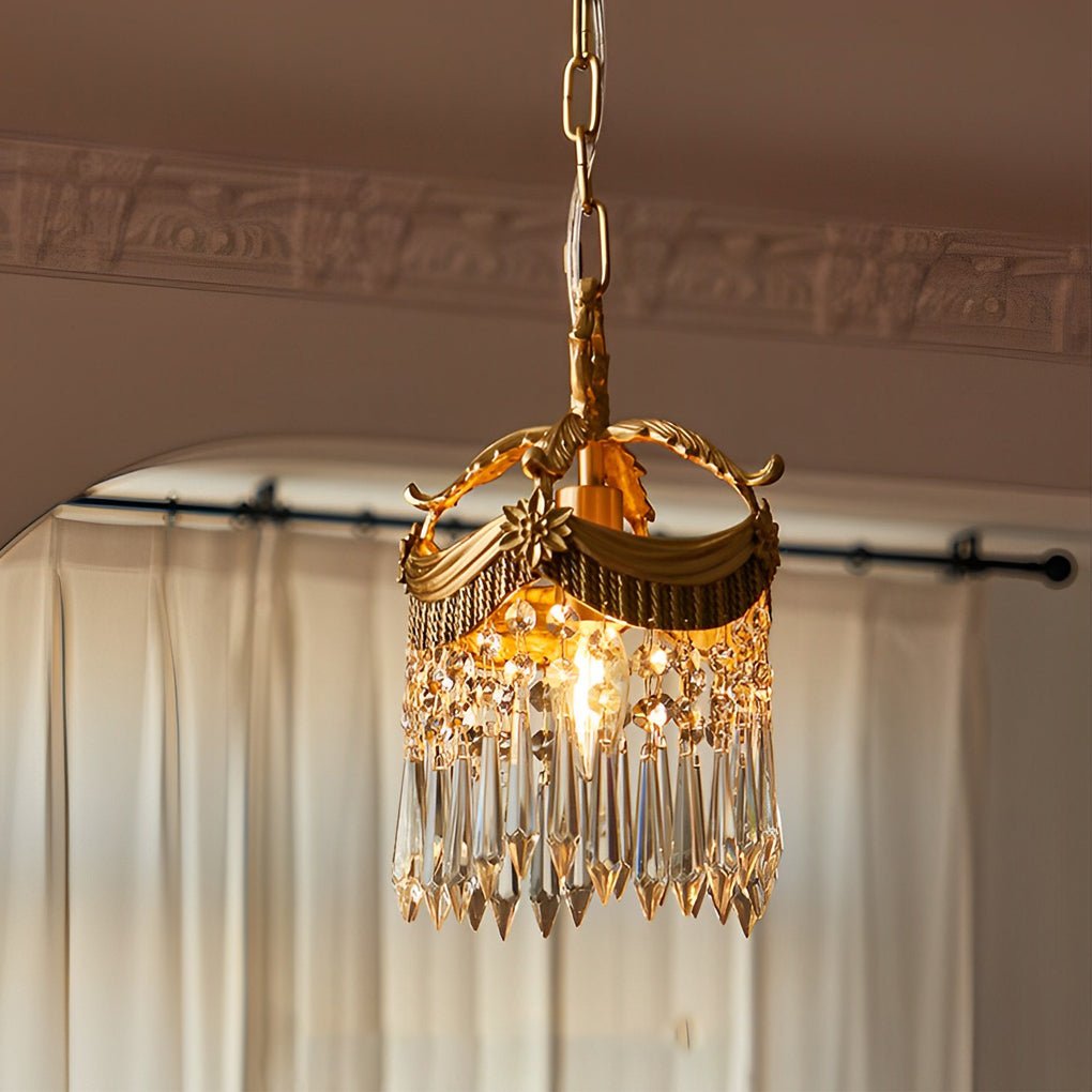 Retro Crystal Pendant Lights with Tassels - 3 Step Dimming, French Style Decor