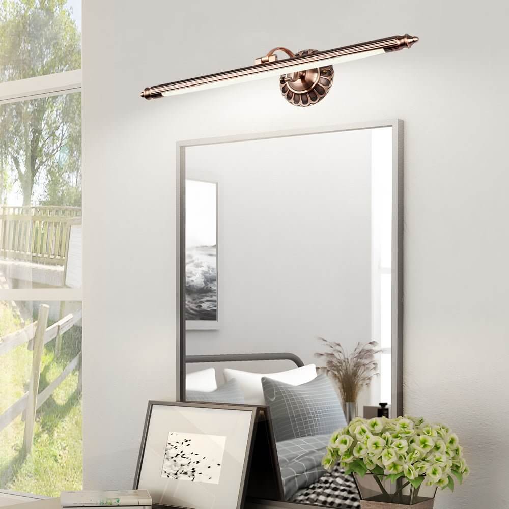 Retro Cylinder LED Bathroom Vanity Light with Flower Accents, Bronze Finish, Stylish Bathroom Lighting, Modern Wall Light Fixture, Energy-Efficient LED, Vintage Design, Home Decor Lighting, Floral Accent Bathroom Light, Elegant Vanity Light for Modern Bat