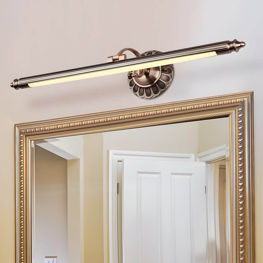 Retro Cylinder LED Bathroom Vanity Light with Flower Accents, Bronze Finish, Stylish Bathroom Lighting, Modern Wall Light Fixture, Energy-Efficient LED, Vintage Design, Home Decor Lighting, Floral Accent Bathroom Light, Elegant Vanity Light for Modern Bat