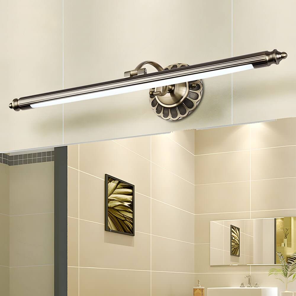 Retro Cylinder LED Bathroom Vanity Light with Flower Accents, Bronze Finish, Stylish Bathroom Lighting, Modern Wall Light Fixture, Energy-Efficient LED, Vintage Design, Home Decor Lighting, Floral Accent Bathroom Light, Elegant Vanity Light for Modern Bat