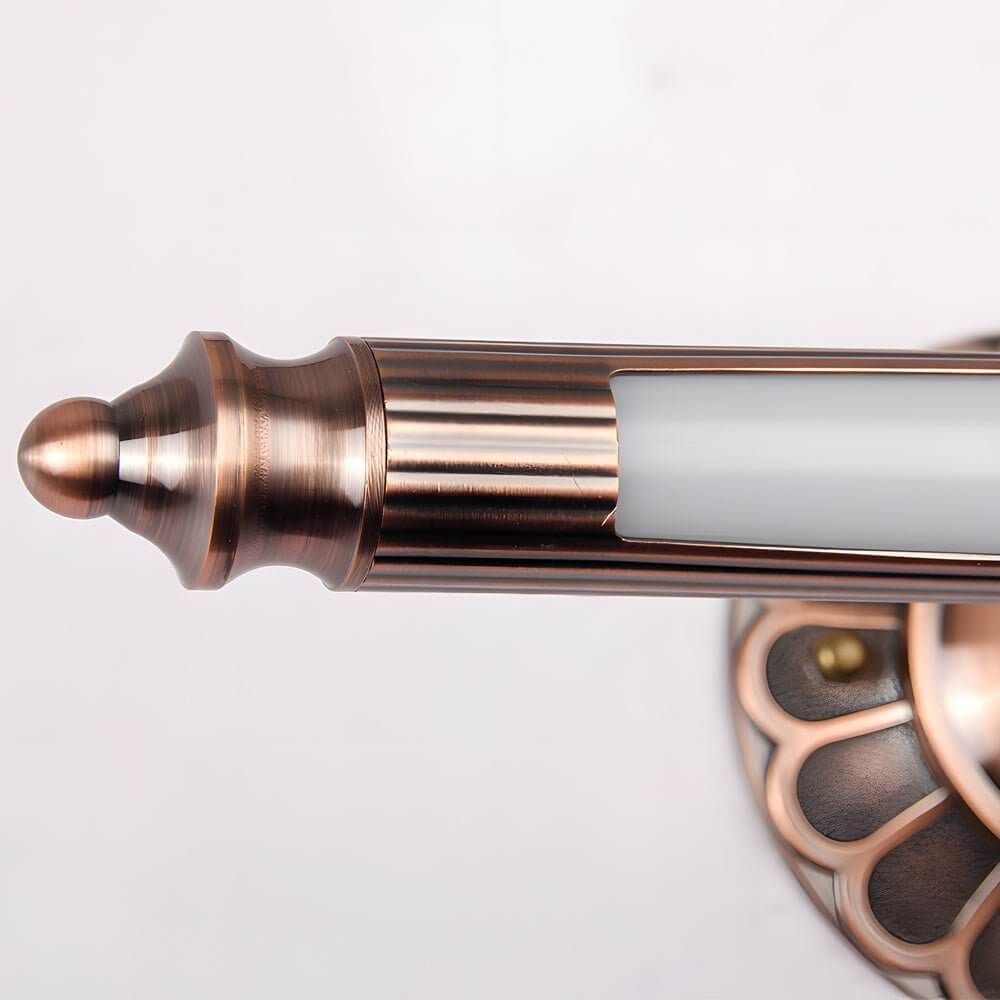 Retro Cylinder LED Bathroom Vanity Light with Flower Accents, Bronze Finish, Stylish Bathroom Lighting, Modern Wall Light Fixture, Energy-Efficient LED, Vintage Design, Home Decor Lighting, Floral Accent Bathroom Light, Elegant Vanity Light for Modern Bat