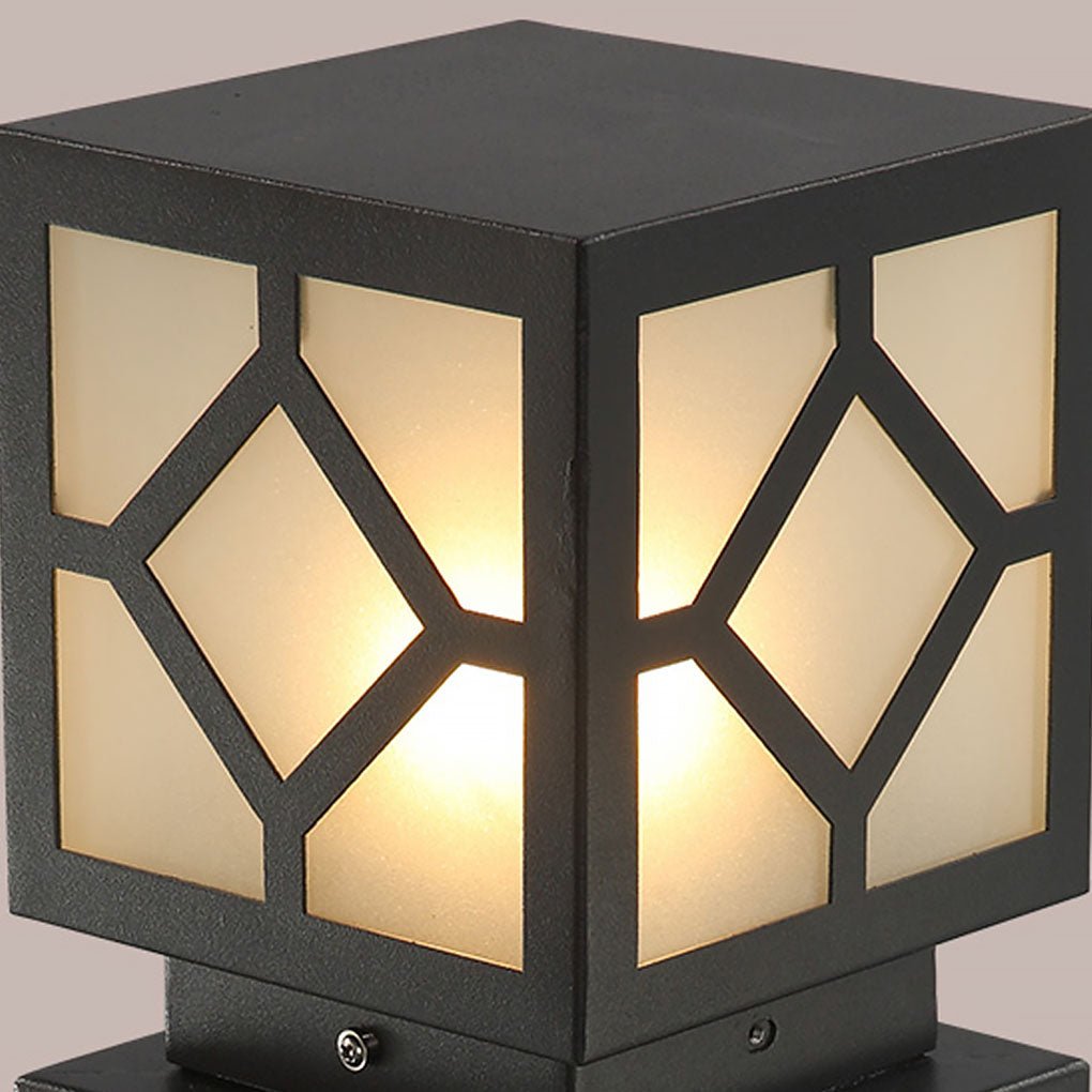 Elegant Solar-Powered Square Bollard Light for Retro European Garden Illumination