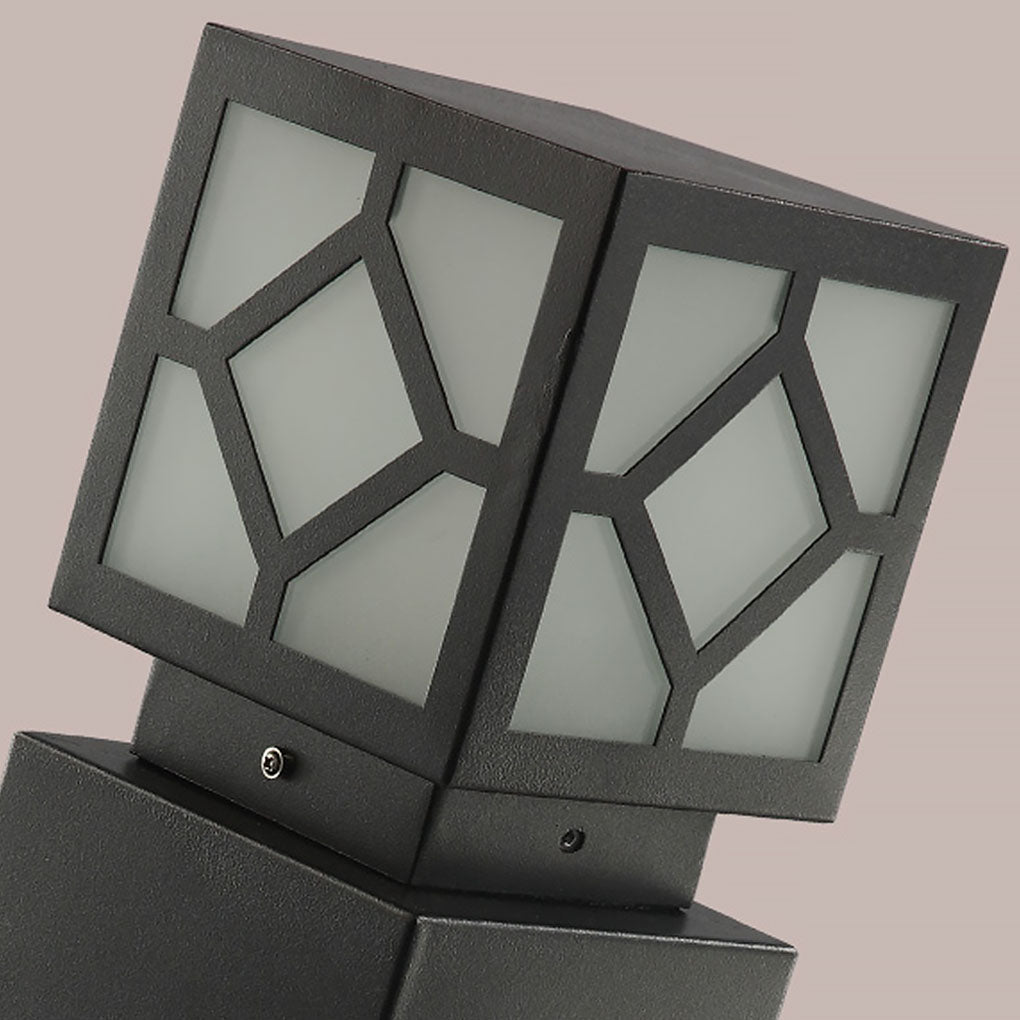 Elegant Solar-Powered Square Bollard Light for Retro European Garden Illumination