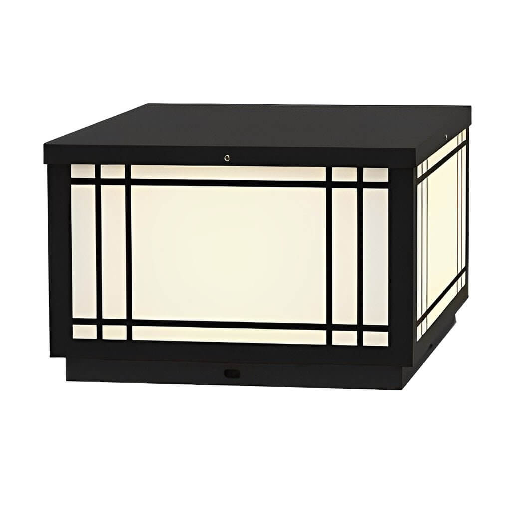 Square Vintage LED Pillar Light Waterproof Grille Outdoor Lighting