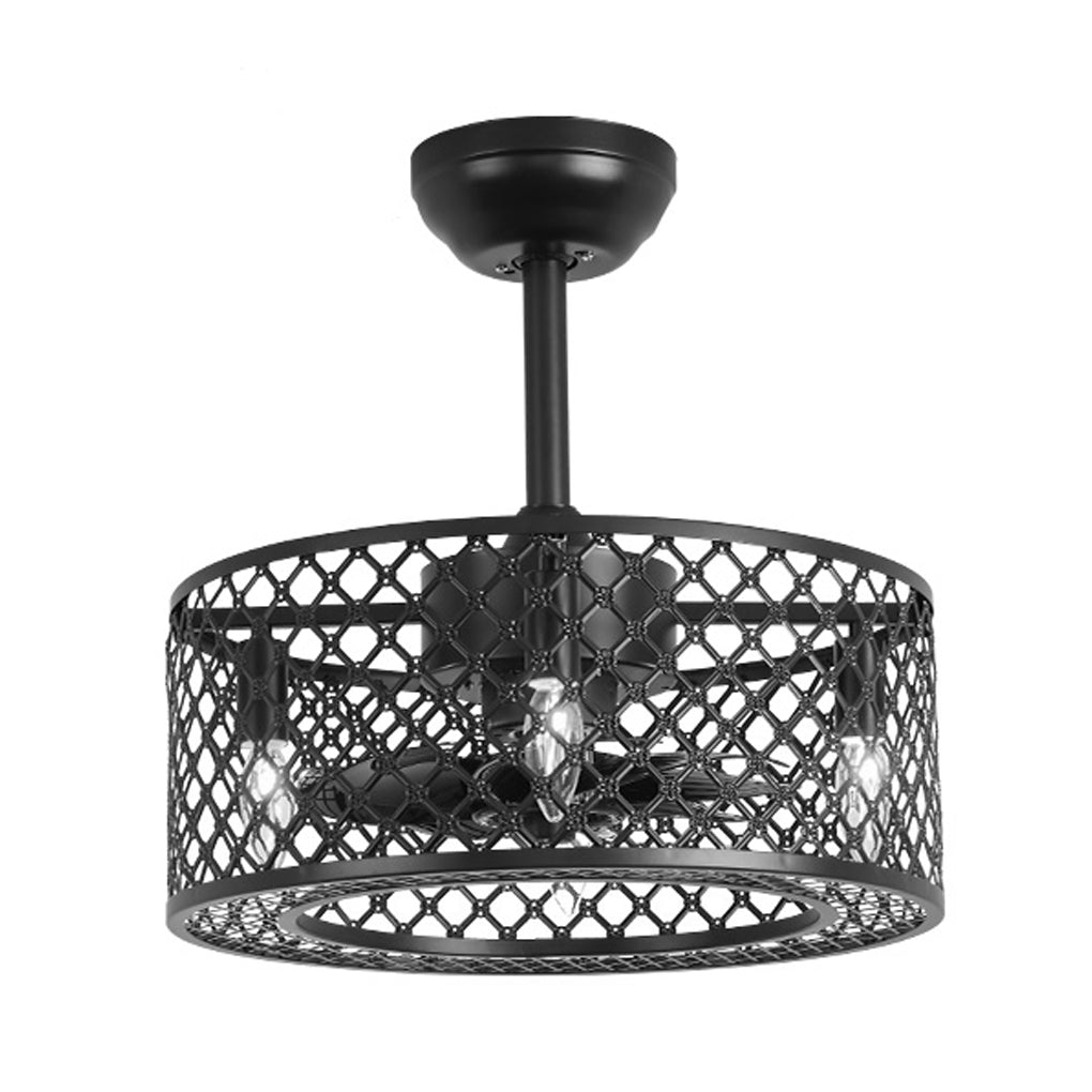 Retro Industrial Iron Ceiling Fan Light with Remote Control