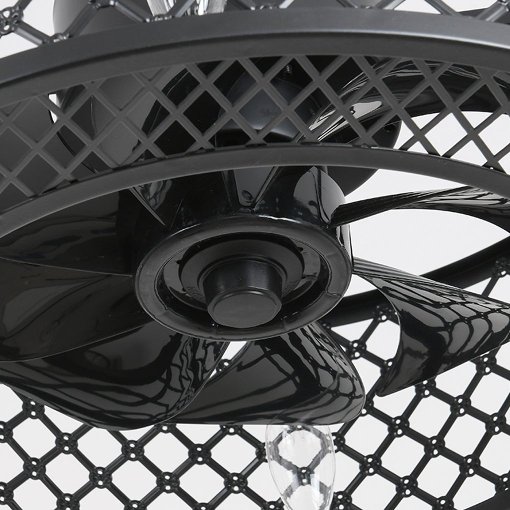 Retro Industrial Iron Ceiling Fan Light with Remote Control