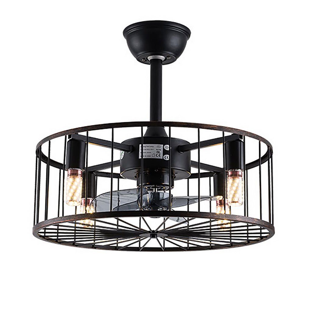 Retro Industrial Bladeless Ceiling Fan Lamp - Three-Speed Wind Regulation & Mute Design