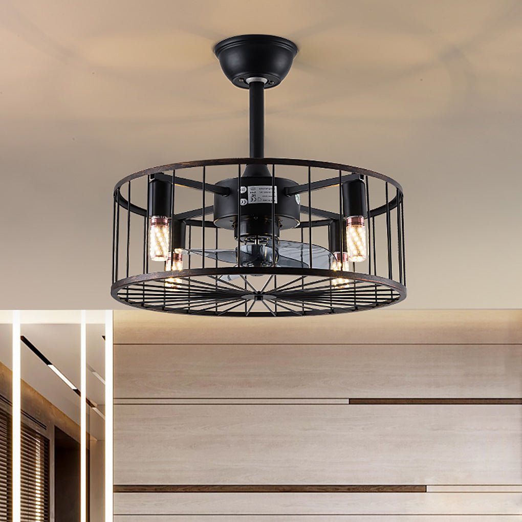 Retro Industrial Bladeless Ceiling Fan Lamp - Three-Speed Wind Regulation & Mute Design