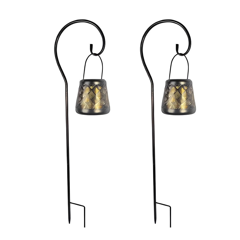Retro Iron Mesh Solar Lanterns - 2PCS LED Outdoor Hanging Lights