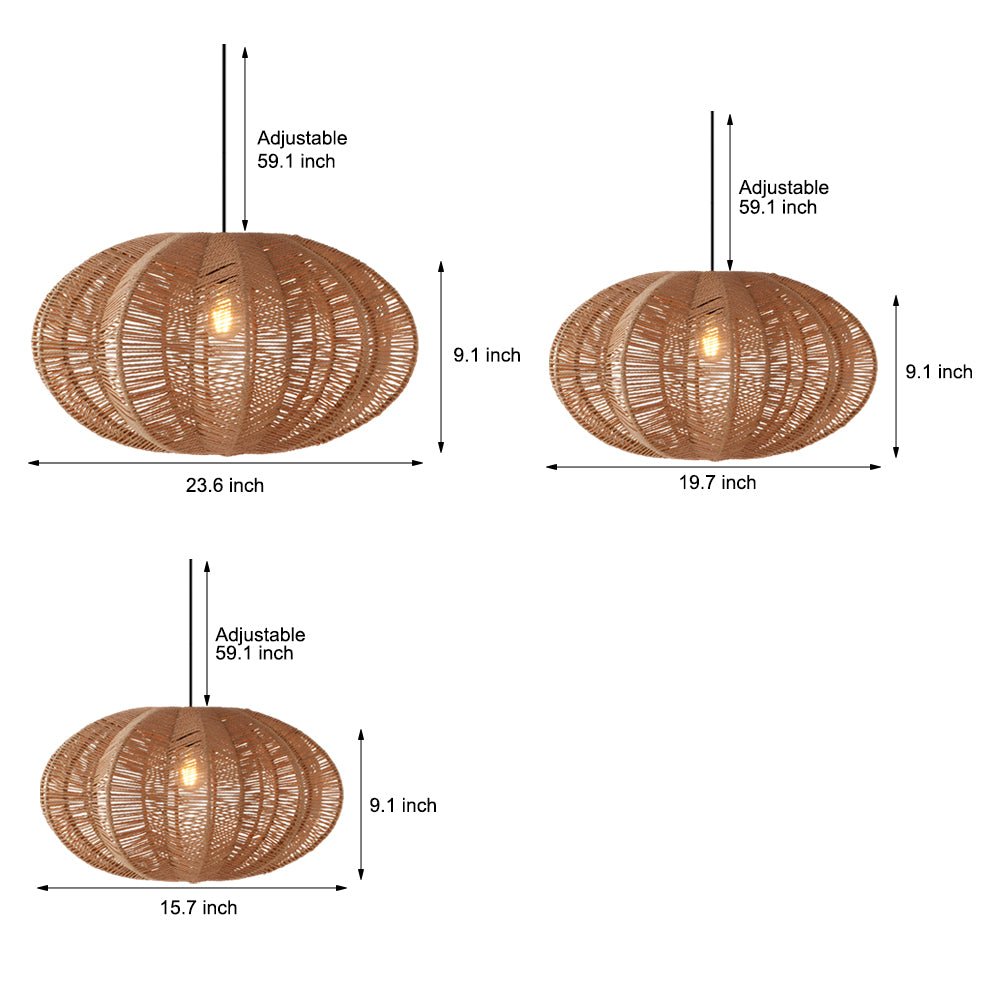 Retro Lantern Hemp Rope Chandelier - Japanese Wabi-Sabi Style Lighting