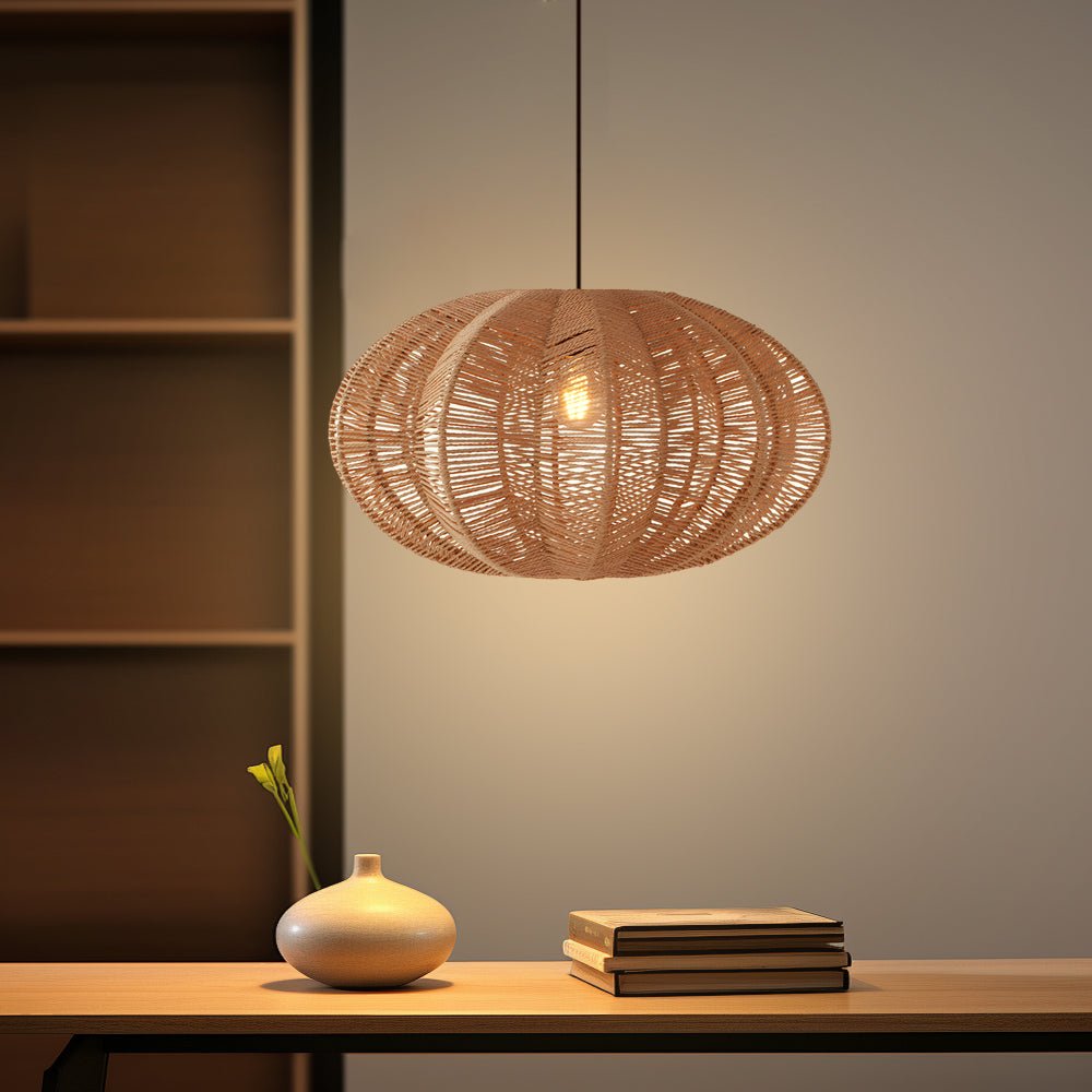 Retro Lantern Hemp Rope Chandelier - Japanese Wabi-Sabi Style Lighting