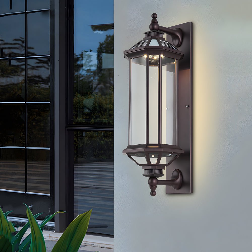 Retro Rectangular Ribbed Glass Solar Outdoor Wall Light - Vintage Solar Lantern, Waterproof Garden Lighting, Energy-Efficient Décor, Wall-Mounted Solar Light