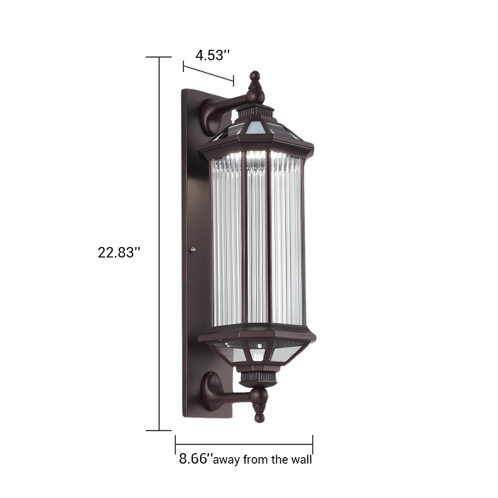 Retro Rectangular Ribbed Glass Solar Outdoor Wall Light - Vintage Solar Lantern, Waterproof Garden Lighting, Energy-Efficient Décor, Wall-Mounted Solar Light