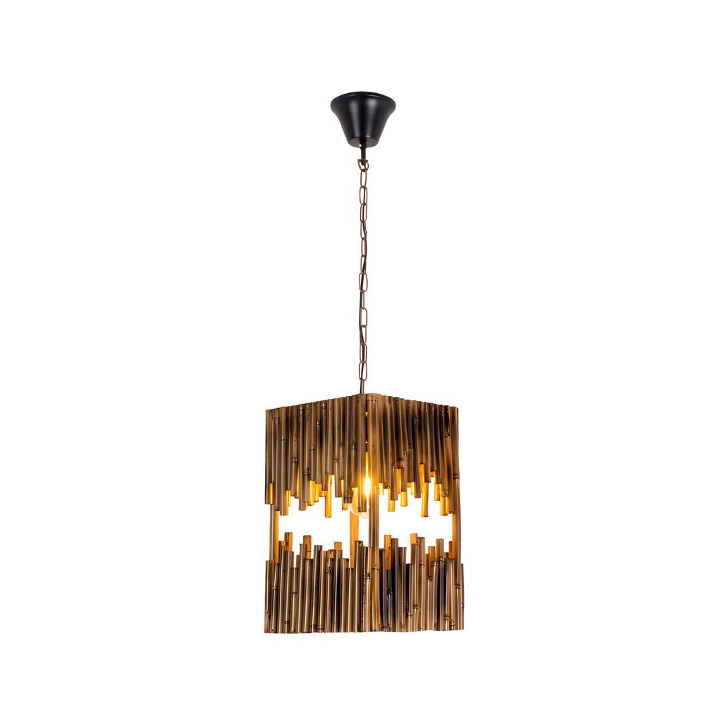 Retro Bamboo Tube Pendant Light - 1-Light Suspension Lamp