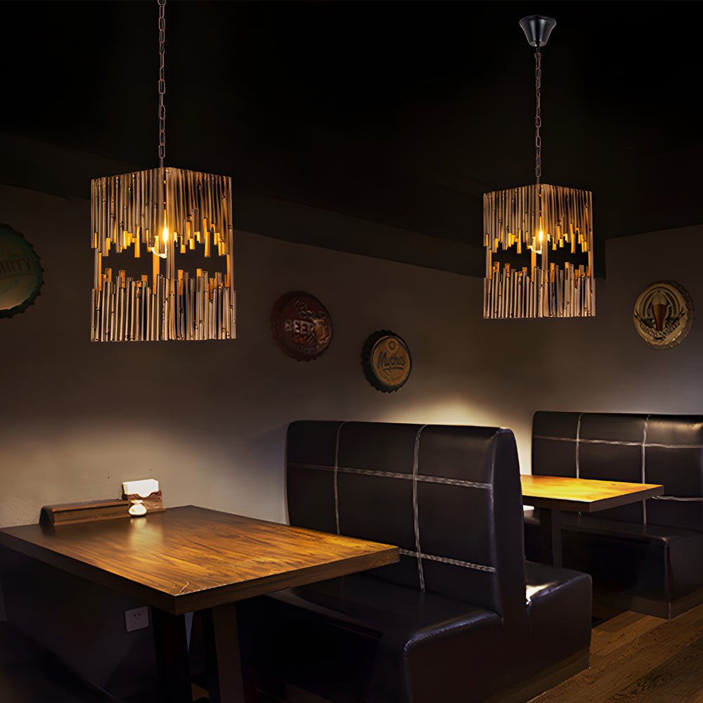 Retro Bamboo Tube Pendant Light - 1-Light Suspension Lamp