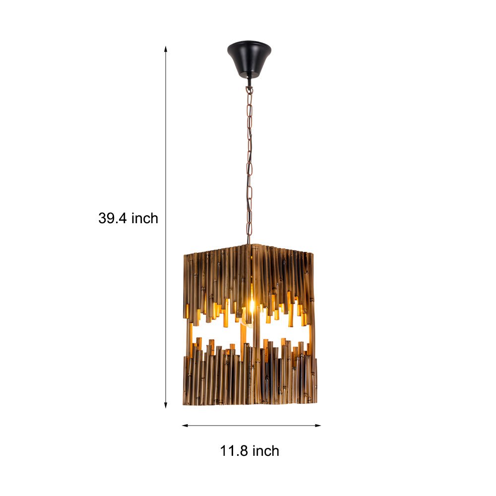 Retro Bamboo Tube Pendant Light - 1-Light Suspension Lamp