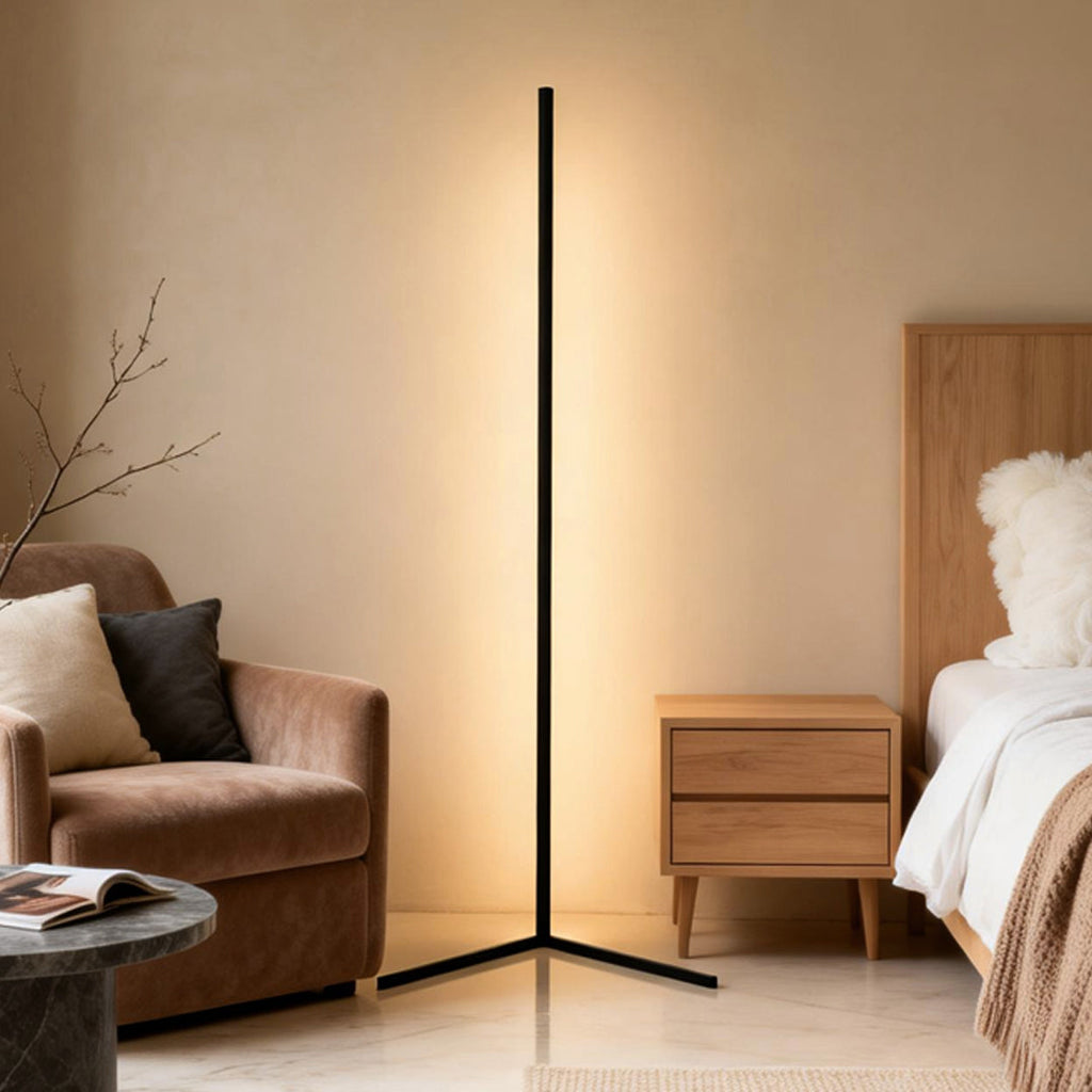 Modern Minimalist RGB Corner Floor Lamp - Black LED Design