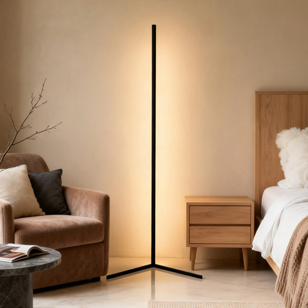 Modern Minimalist RGB Corner Floor Lamp - Black LED Design