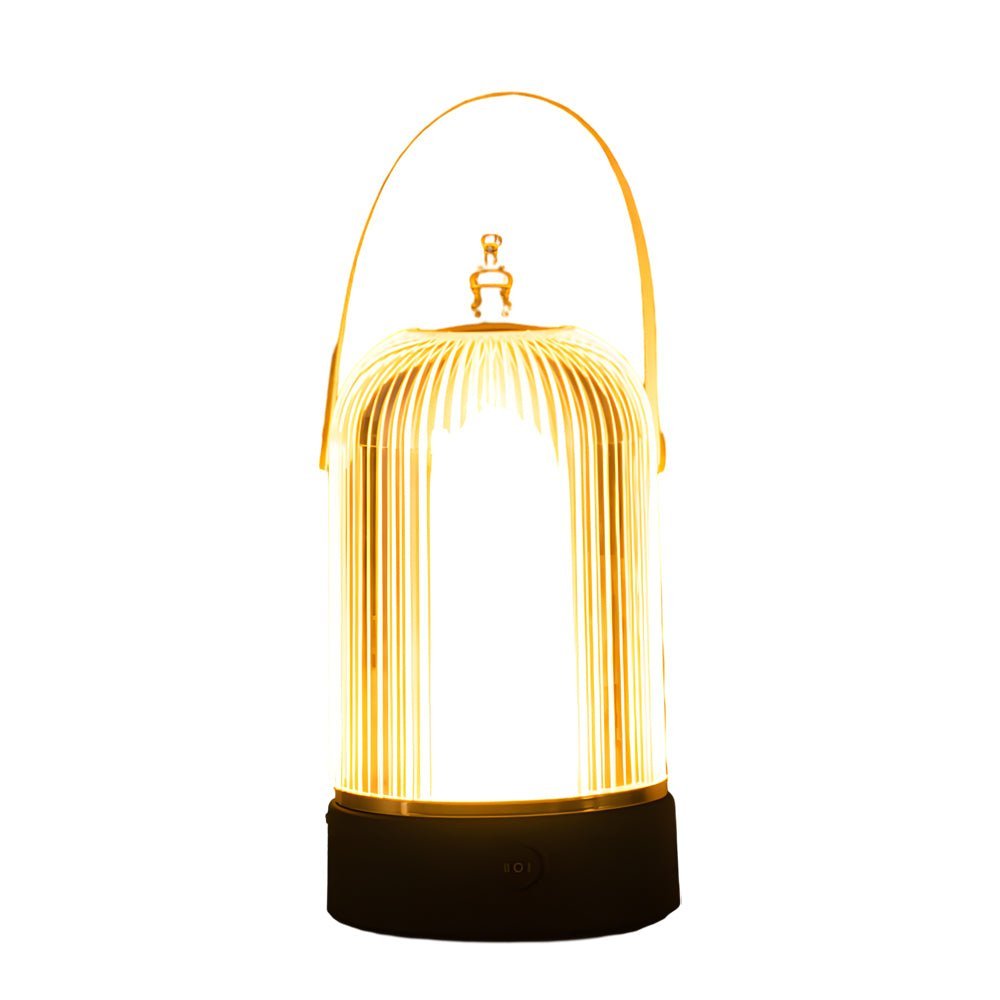 Ribbed Glass LED Table Lamp - Stylish Ambient Night Light for Home Decor