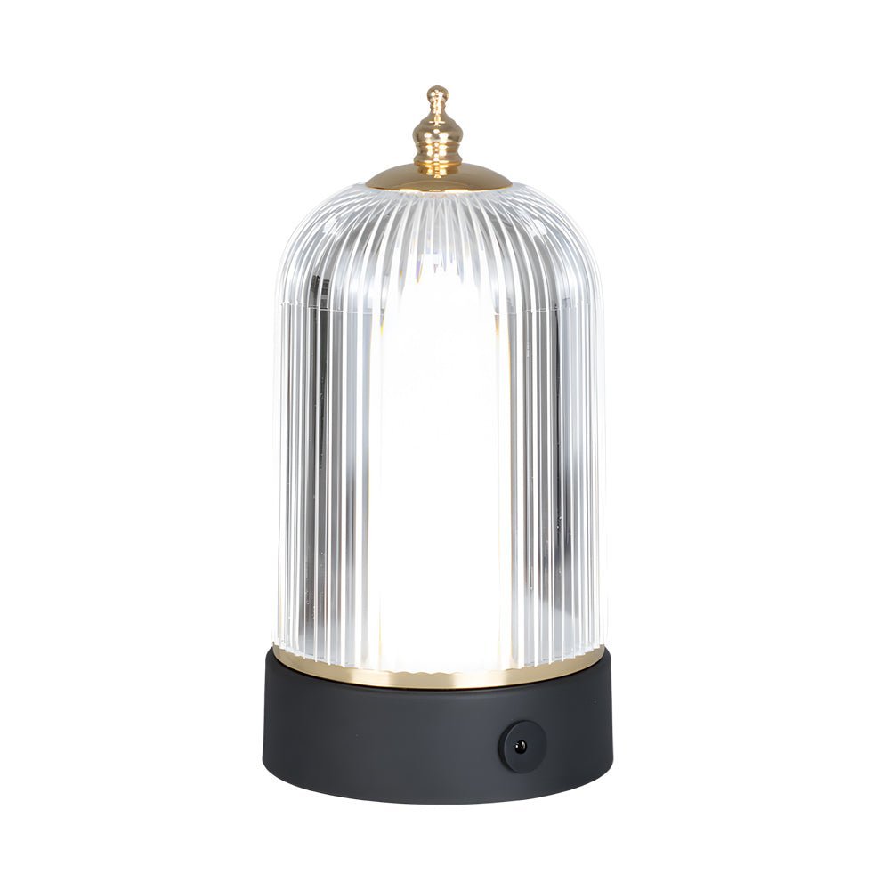 Ribbed Glass LED Table Lamp - Stylish Ambient Night Light for Home Decor
