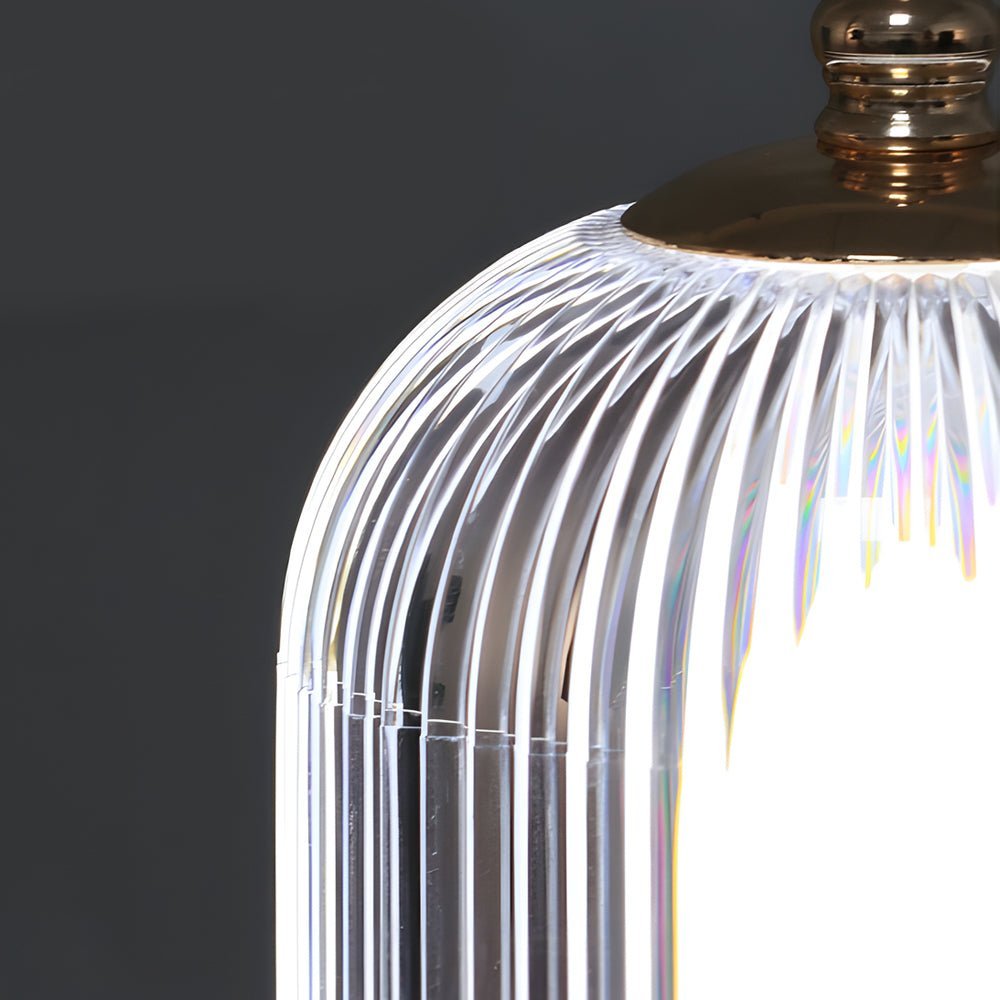 Ribbed Glass LED Table Lamp - Stylish Ambient Night Light for Home Decor