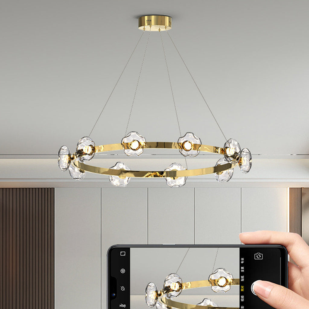 LED Dome Glass Ring Chandelier - Modern Nordic Ceiling Light