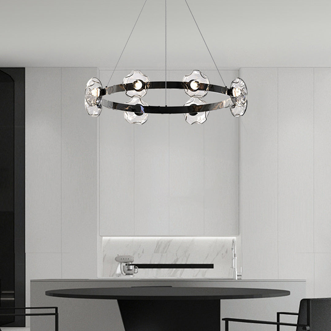 LED Dome Glass Ring Chandelier - Modern Nordic Ceiling Light
