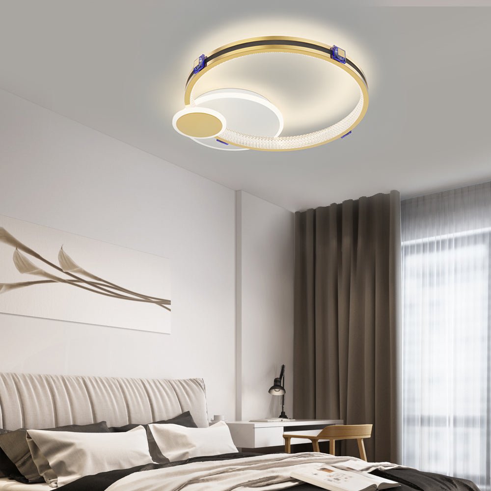 Modern LED Ring Ceiling Light - Dimmable Fixture with 3-Step Brightness Adjustable Illumination