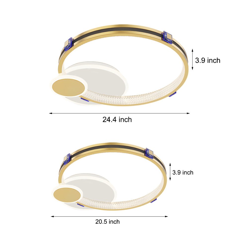 Modern LED Ring Ceiling Light - Dimmable Fixture with 3-Step Brightness Adjustable Illumination