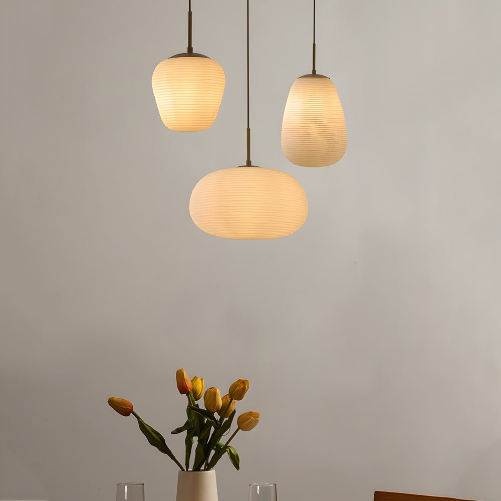 Rituals White Glass Pendant Light - Modern Minimalist Lighting Fixture, Elegant Home Decor, Ceiling Hanging Lamp, Stylish Illumination
