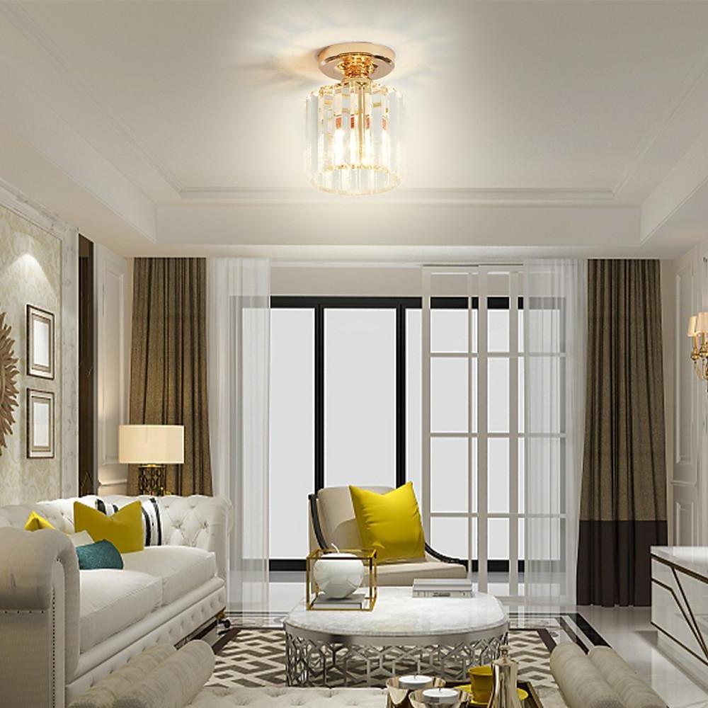 Crystal Foyer Semi Flush Mount Lighting - Modern Ceiling Lights for Entryway, Hallway, and Living Room