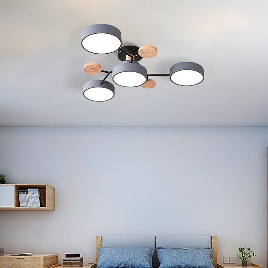 Sputnik Chandelier for Kids Room | Artistic Metal & Wood Ceiling Lights