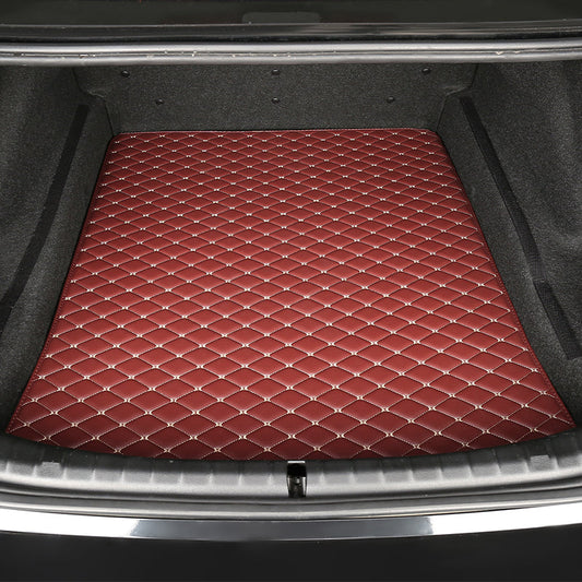 Wine Red Classic Style Durable Trunk Mat for Cars Adaptive Fit- Heavy Duty Protection