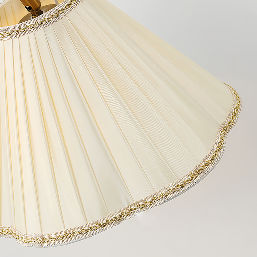 Walnut Floor Lamp with Fabric Shade - Elegant American Retro Standing Lamp
