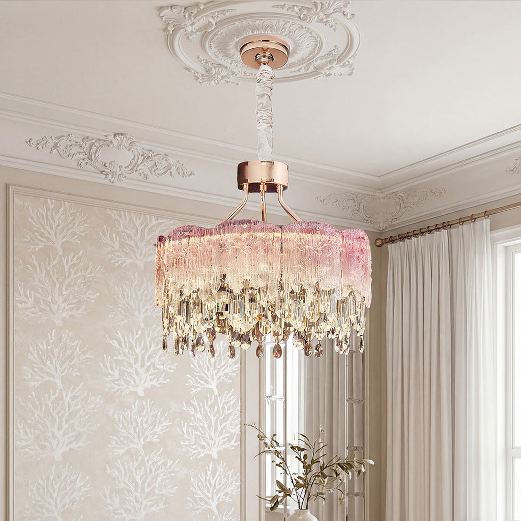 Glass Fringe Crystal Chandelier - French Luxury Ceiling Light