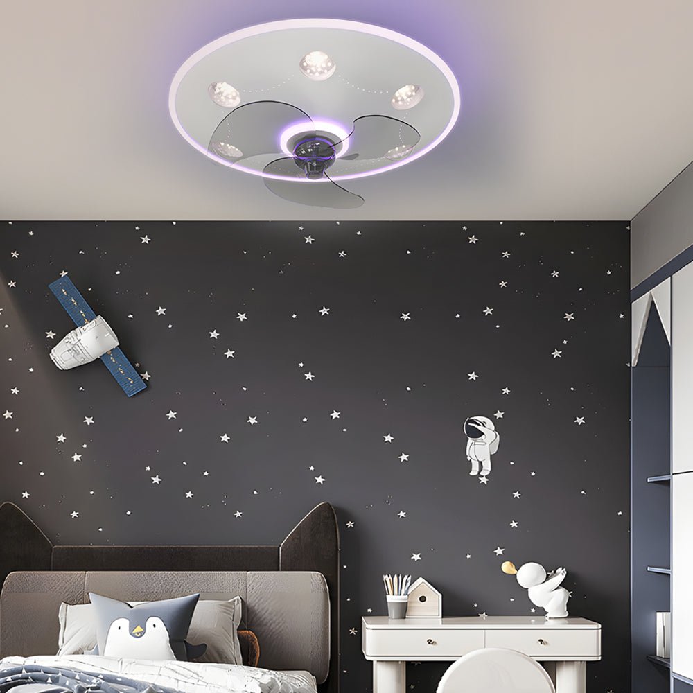 Round Acrylic Modern Ceiling Fan Light - Three Step Dimming, Energy Efficient Design