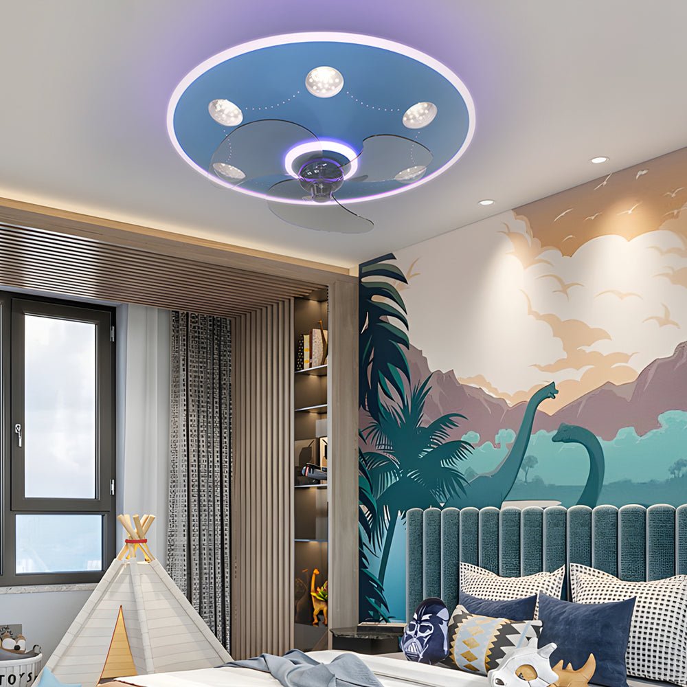 Round Acrylic Modern Ceiling Fan Light - Three Step Dimming, Energy Efficient Design