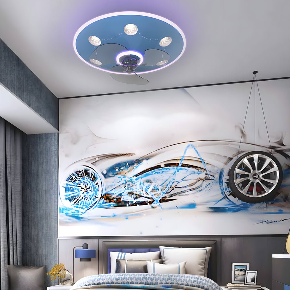 Round Acrylic Modern Ceiling Fan Light - Three Step Dimming, Energy Efficient Design