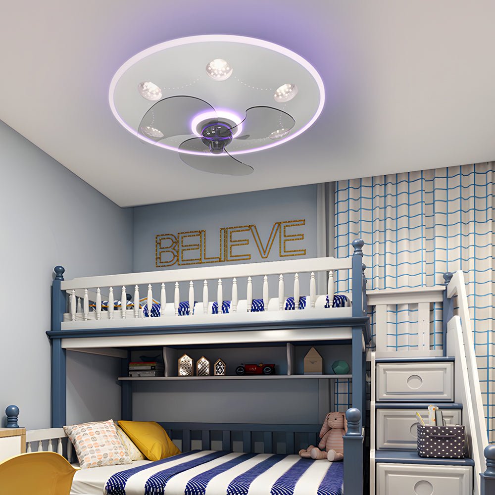 Round Acrylic Modern Ceiling Fan Light - Three Step Dimming, Energy Efficient Design
