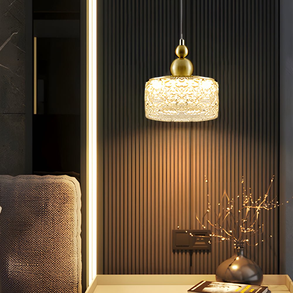 Round Acrylic Ice Texture Dimming Modern Pendant Light Fixture