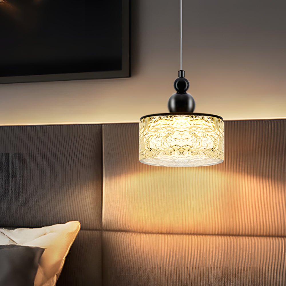Round Acrylic Ice Texture Dimming Modern Pendant Light Fixture
