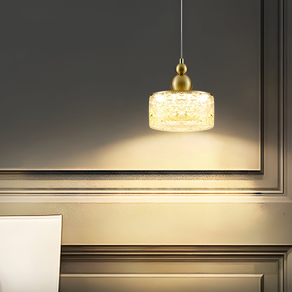 Round Acrylic Ice Texture Dimming Modern Pendant Light Fixture