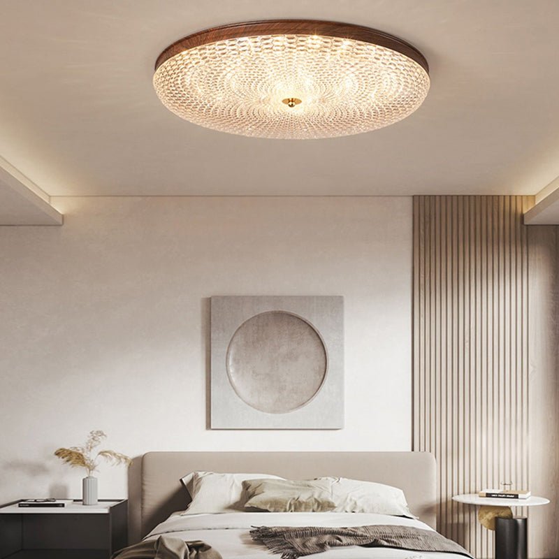 Round Acrylic LED Dimmable Ceiling Light with Remote Control - Retro Fixture