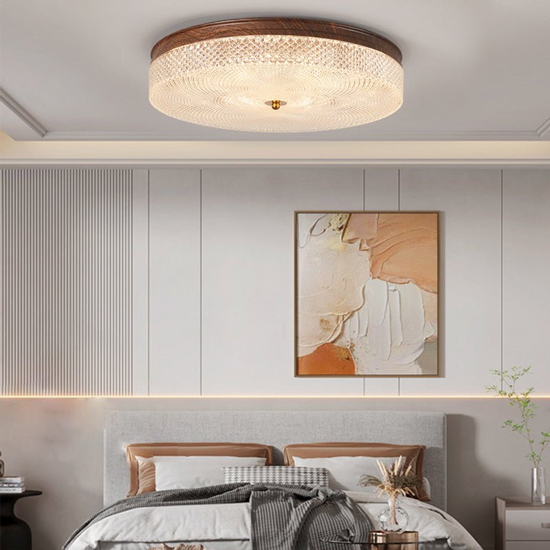 Round Acrylic LED Dimmable Ceiling Light with Remote Control - Retro Fixture