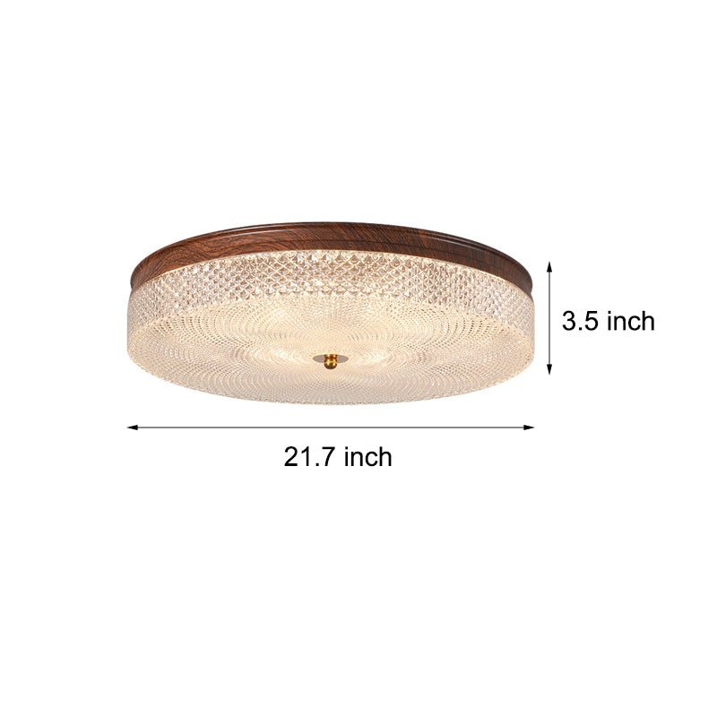 Round Acrylic LED Dimmable Ceiling Light with Remote Control - Retro Fixture