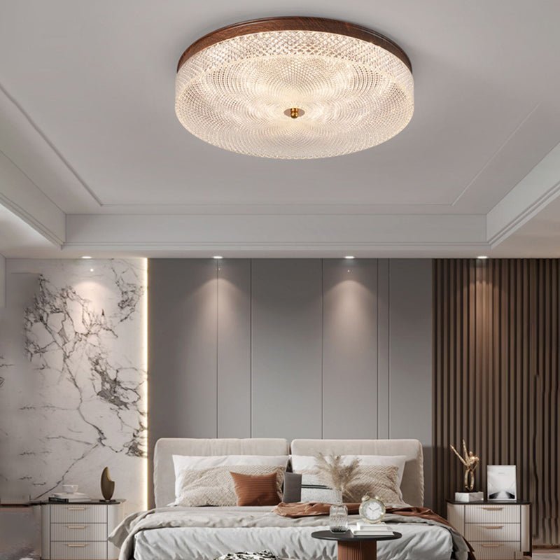 Round Acrylic LED Dimmable Ceiling Light with Remote Control - Retro Fixture