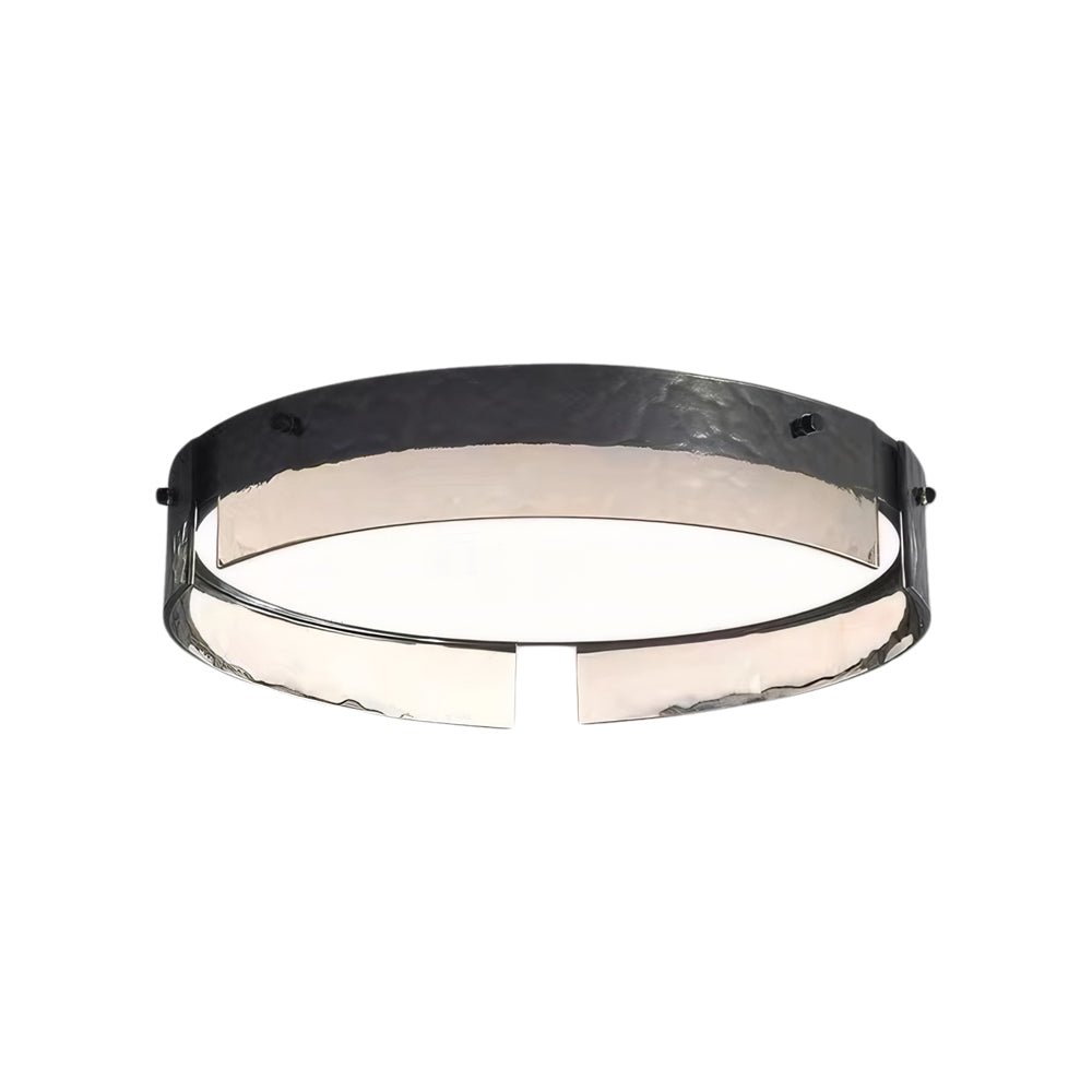 Round Black Hammered Glass LED Ceiling Light