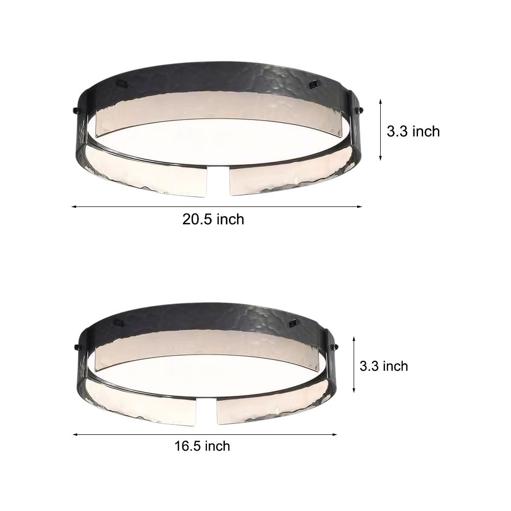 Round Black Hammered Glass LED Ceiling Light